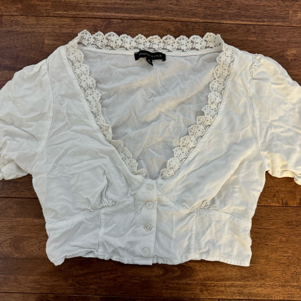 Kendall & Kylie White Lace Accent top